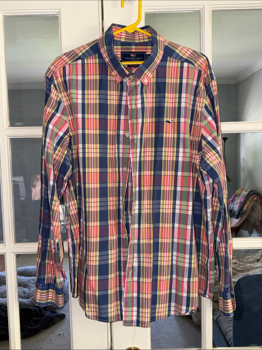 Vineyard Vines Men's Navy, Pink, Green Plaid Button-Down Shirt